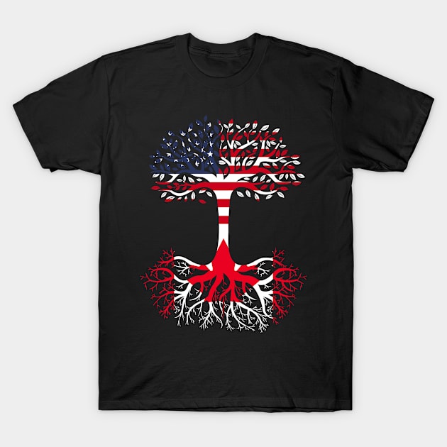 American Grown Canada Roots Canada Flag T-Shirt by BramCrye